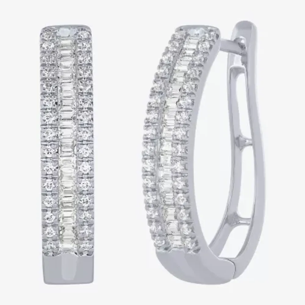 1/2 CT. T.W. Mined White Diamond 10K Gold 18.6mm Hoop Earrings