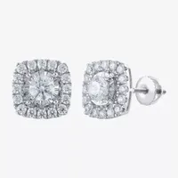 (H-I / Si2) 2 CT. T.W. Lab Grown White Diamond 10K White Gold 11.8mm Stud Earrings