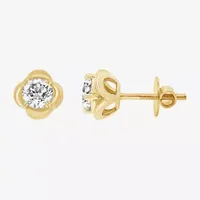 (H-I / Si2) 1 CT. T.W. Lab Grown White Diamond 10K Gold 8.3mm Flower Stud Earrings