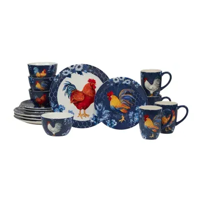 Certified International Indigo Rooster 16-pc. Earthenware Dinnerware Set