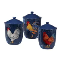 Certified International Indigo Rooster 3.pc Canister Set