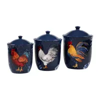 Certified International Indigo Rooster 3.pc Canister Set