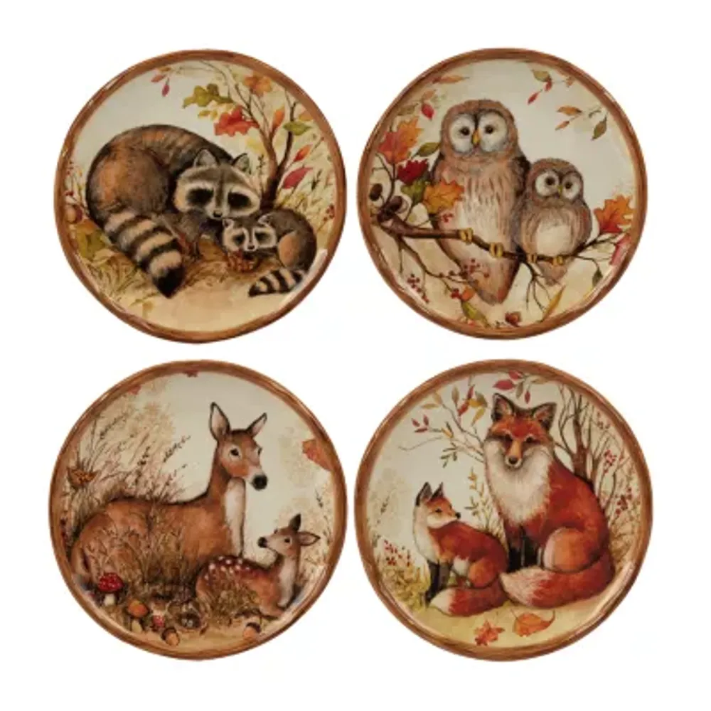 Certified Internationa Pine Forest 4pc. Earthenware Appetizer Plate