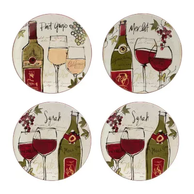 Certified International Wine Country 4-pc. Earthenware Salad Plate