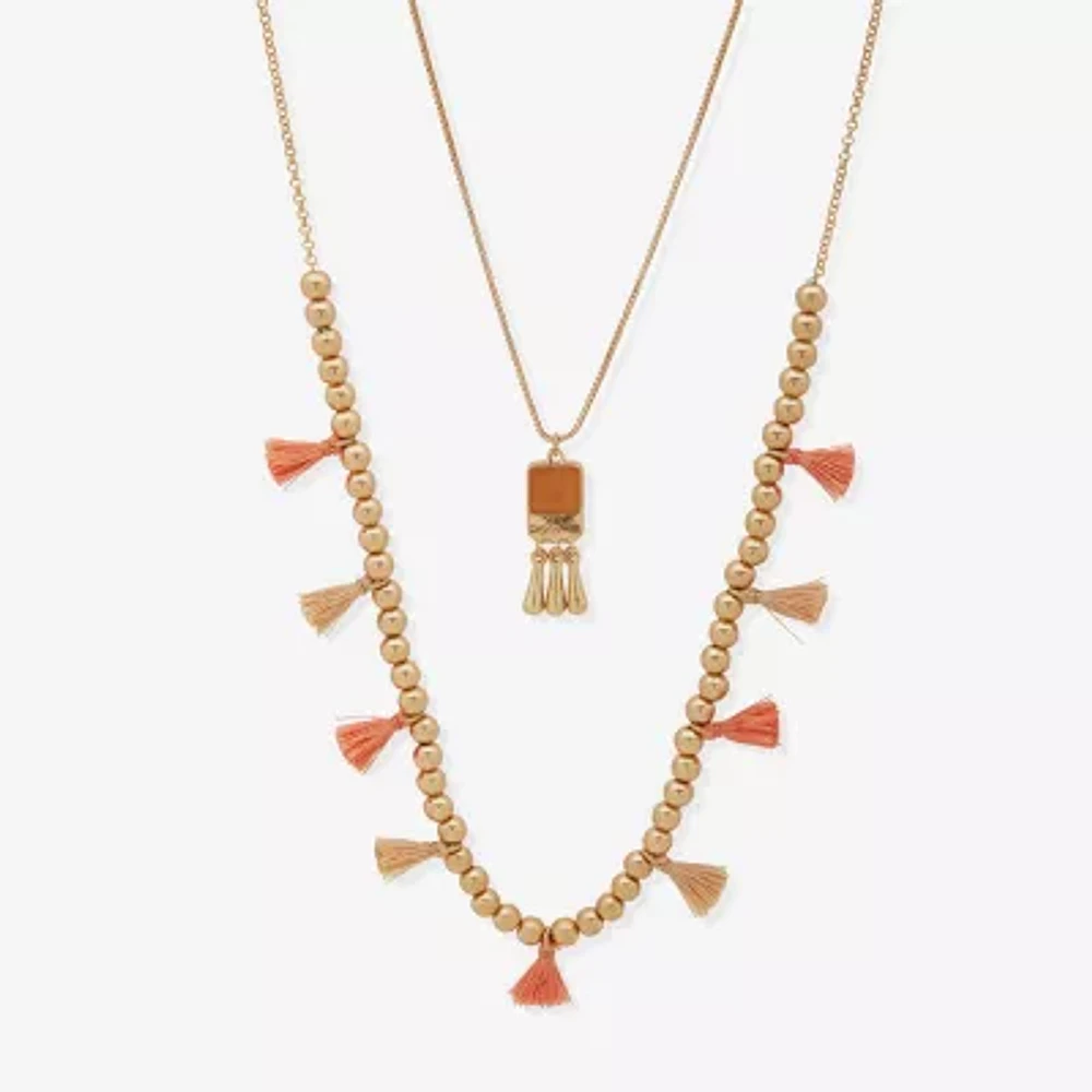 a.n.a Gold Tone Quartz 28 Inch Box Square Strand Necklace