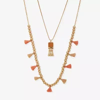 a.n.a Gold Tone Quartz 28 Inch Box Square Strand Necklace