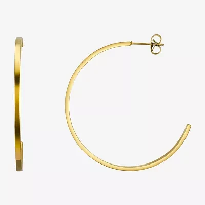 Moda Sport Hypoallergenic Water-Resistant 14K Gold Over Stainless Steel Hoop Earrings