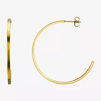 Moda Sport Hypoallergenic Water-Resistant 14K Gold Over Stainless Steel Hoop Earrings