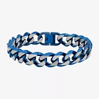 Blue Stainless Steel Solid Curb Chain Bracelet