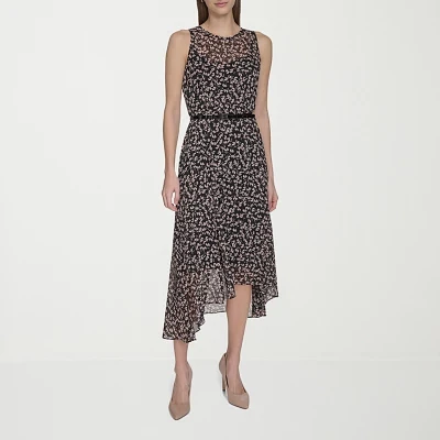 Marc New York Womens Sleeveless Floral Midi Fit + Flare Dress