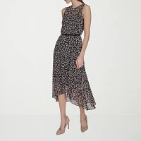 Marc New York Womens Sleeveless Floral Midi Fit + Flare Dress