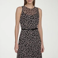 Marc New York Womens Sleeveless Floral Midi Fit + Flare Dress