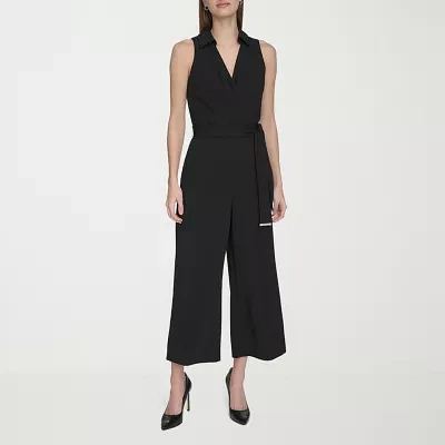 Marc New York Womens Sleeveless Belted Jumpsuit