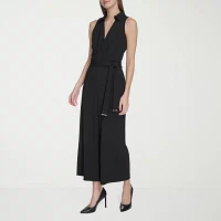 Marc New York Womens Sleeveless Belted Jumpsuit