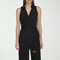 Marc New York Womens Sleeveless Belted Jumpsuit