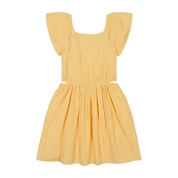 Roxy Big Girls Belted Short Sleeve Flutter A-Line Dress