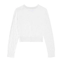 Byer California Girls Round Neck Long Sleeve Cardigan