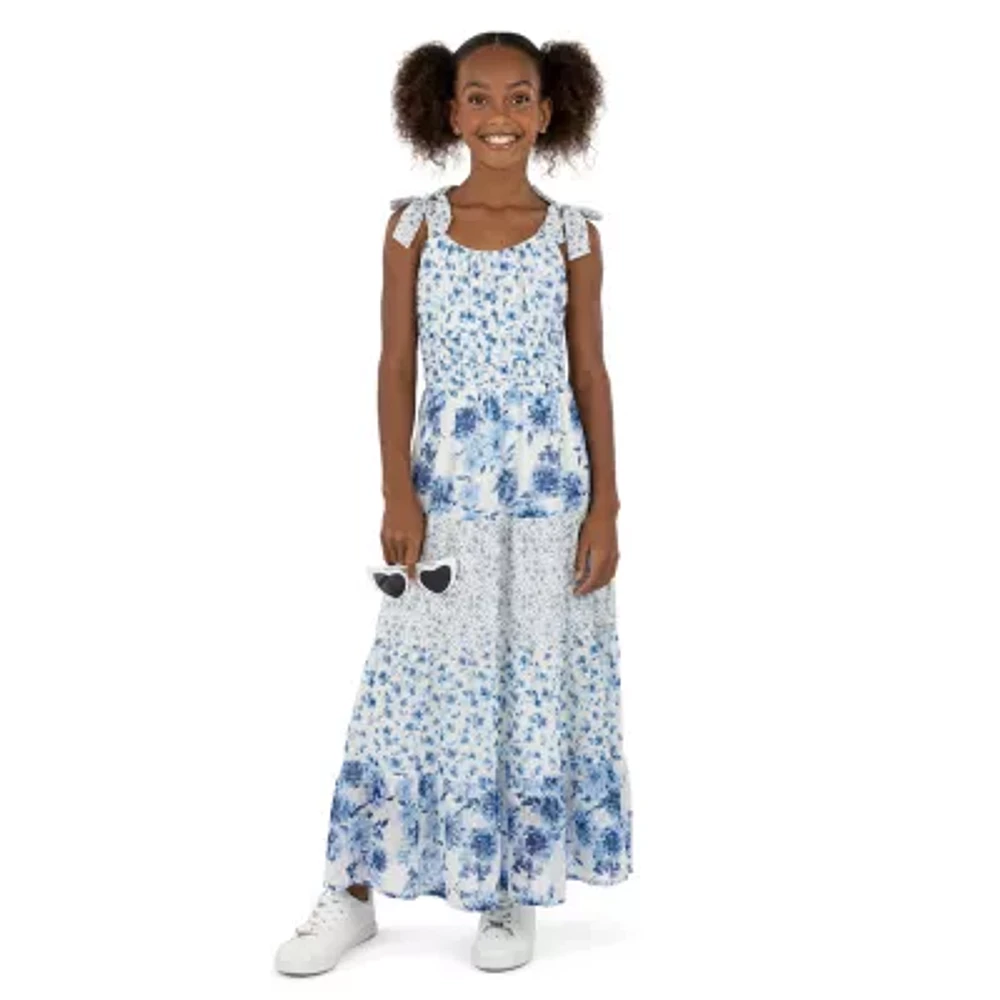 Speechless Big Girls Sleeveless Tie Sleeve Floral Maxi Dress