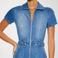 Forever 21 Denim Womens Short Sleeve Jumpsuit-Juniors