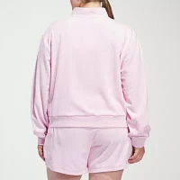 adidas French Terry Logo Quarter Zip Pullover (Plus Size)