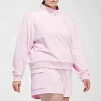 adidas French Terry Logo Quarter Zip Pullover (Plus Size)