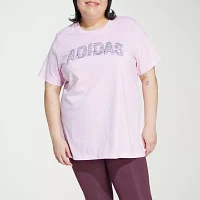 adidas Floral Linear Logo Graphic Tee (Plus Size)