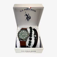 U.S. Polo Assn. Mens Brown 4-pc. Watch Boxed Set Usc20293jc