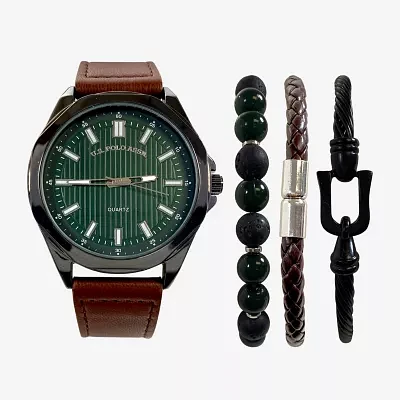 U.S. Polo Assn. Mens Brown 4-pc. Watch Boxed Set Usc20293jc