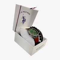 U.S. Polo Assn. Mens Brown 4-pc. Watch Boxed Set Usc20293jc