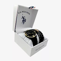 U.S. Polo Assn. Mens Black 4-pc. Watch Boxed Set Usc20294jc