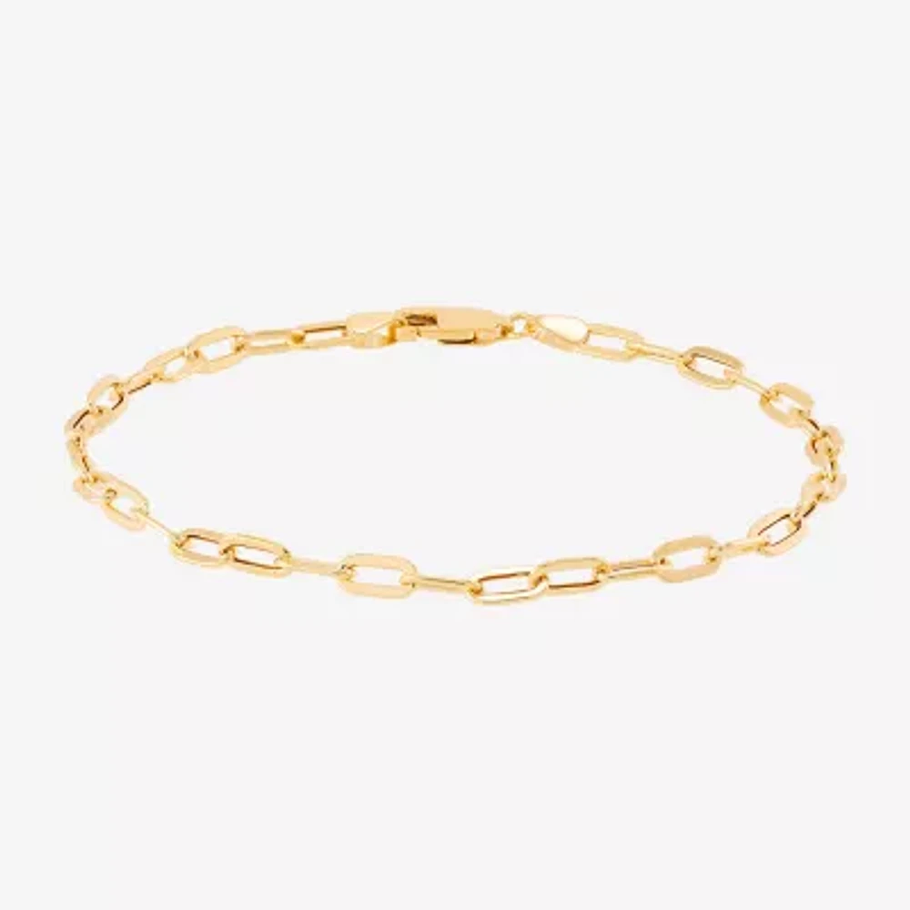 Made in Italy 10K Gold 7 Inch Hollow Paperclip Chain Bracelet