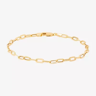 Made in Italy 10K Gold 7 Inch Hollow Paperclip Chain Bracelet