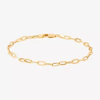 Made in Italy 10K Gold 7 Inch Hollow Paperclip Chain Bracelet