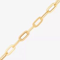 Made in Italy 10K Gold 7 Inch Hollow Paperclip Chain Bracelet