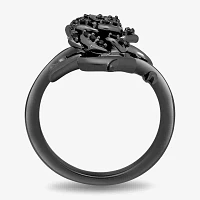 Enchanted Disney Fine Jewelry Womens 1/4 CT. T.W. Natural Black Diamond Sterling Silver Flower Maleficent Cocktail Ring