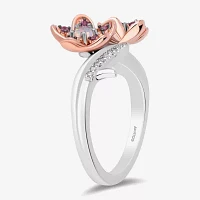 Enchanted Disney Fine Jewelry Womens Diamond Accent Genuine Red Rhodolite 14K Rose Gold Over Silver Sterling Silver Flower Pendant Necklaces
