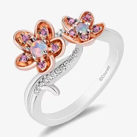 Enchanted Disney Fine Jewelry Womens Diamond Accent Genuine Red Rhodolite 14K Rose Gold Over Silver Sterling Silver Flower Pendant Necklaces