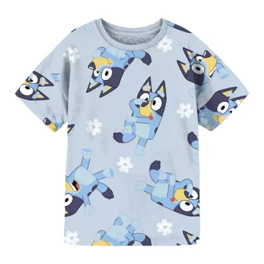 Little & Big Girls Crew Neck Short Sleeve Bluey Graphic T-Shirt