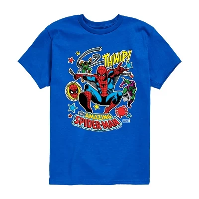 Disney Collection Little & Big Boys Crew Neck Short Sleeve Spiderman Graphic T-Shirt