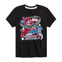 Disney Collection Little & Big Boys Brave New World Crew Neck Short Sleeve Captain America Marvel Graphic T-Shirt