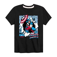 Disney Collection Little & Big Boys Brave New World Crew Neck Short Sleeve Captain America Marvel Graphic T-Shirt
