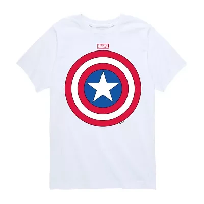 Disney Collection Little & Big Boys Crew Neck Short Sleeve Captain America Marvel Graphic T-Shirt