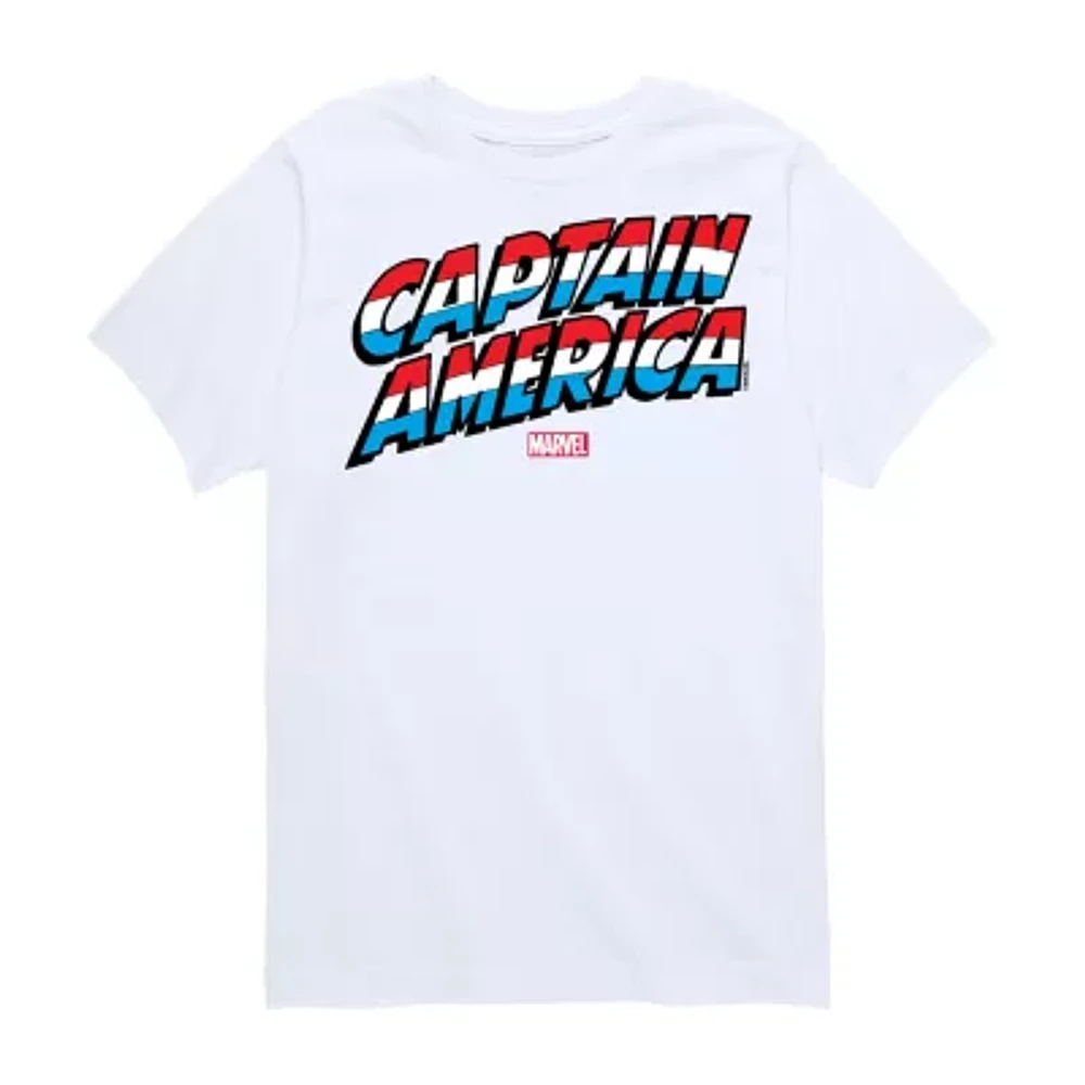 Disney Collection Little & Big Boys Brave New World Crew Neck Short Sleeve Captain America Marvel Graphic T-Shirt
