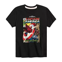 Disney Collection Little & Big Boys Crew Neck Short Sleeve Captain America Marvel Graphic T-Shirt