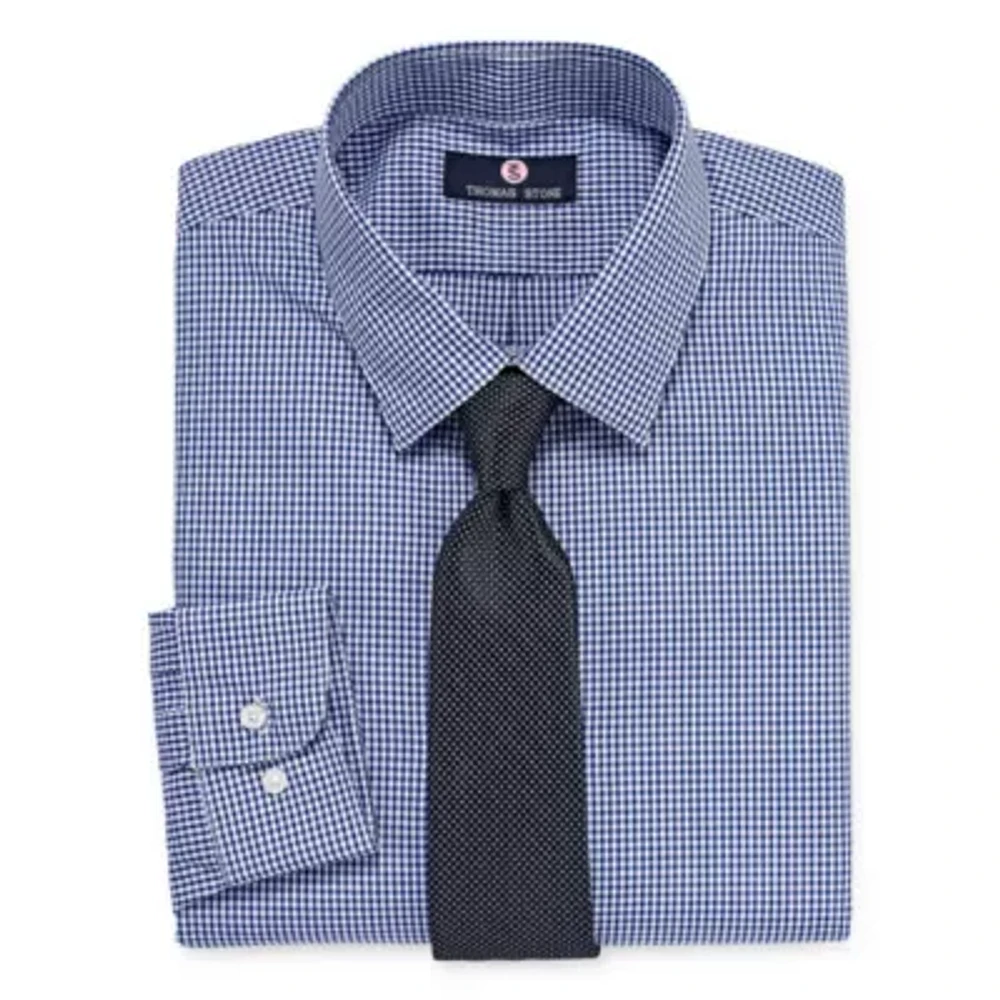 Thomas Stone Shirt And Tie Set Big And Tall Mens Point Collar Long Sleeve Shirt + Tie Set