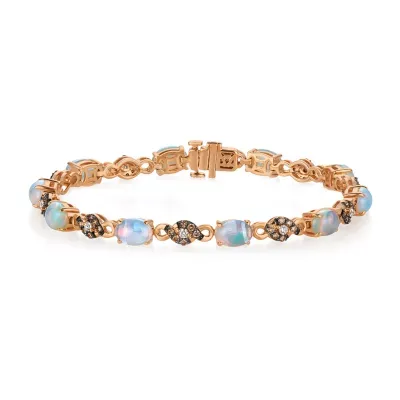 LIMITED QUANTITIES Le Vian Grand Sample Sale™ Bracelet featuring Neopolitan Opal™, Vanilla Diamonds®, Chocolate Diamonds® set in 14K Strawberry Gold®