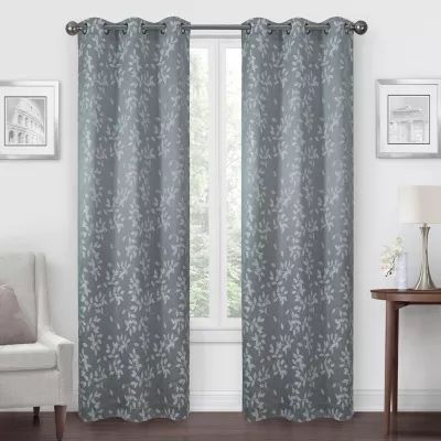 Regal Home Tossed Leaf Jacquard Light-Filtering Grommet Top Set of 2 Curtain Panel