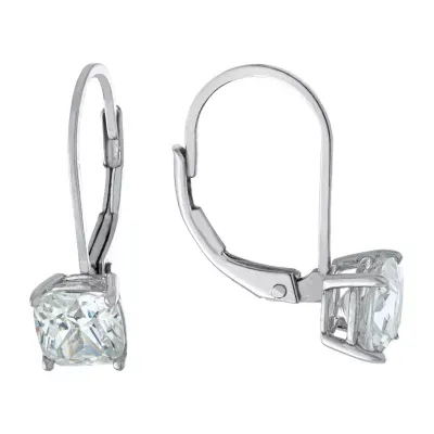 Silver Treasures Cubic Zirconia Sterling Silver Square Drop Earrings