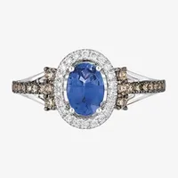 Le Vian Grand Sample Sale Ring featuring 3/4 cts. Cornflower Ceylon Sapphire™, 1/3 Chocolate Diamonds® , 1/5 Nude Diamonds™  set 14K Vanilla Gold®