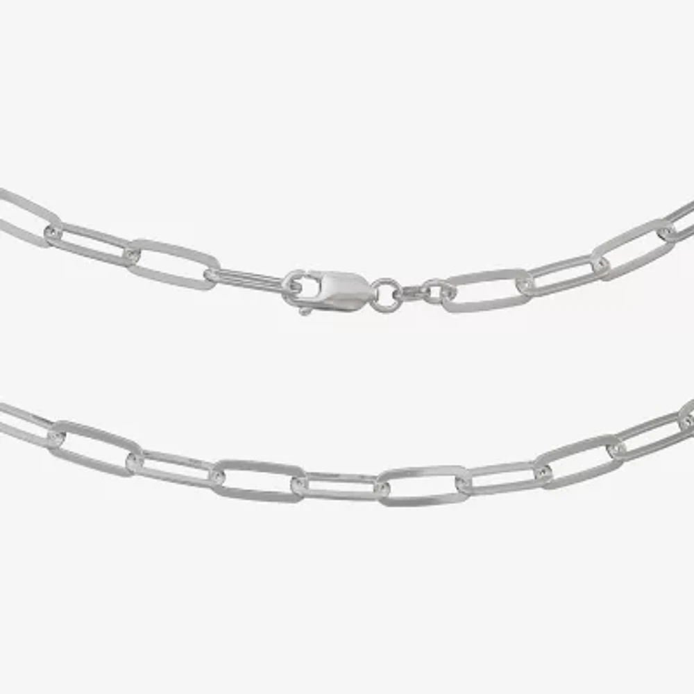 Made in Italy Womens 20 Inch Sterling Silver Link Necklace Paperclip